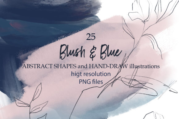 Download Blush &amp;blue Abstract Shapes and Plants - Premium Resources