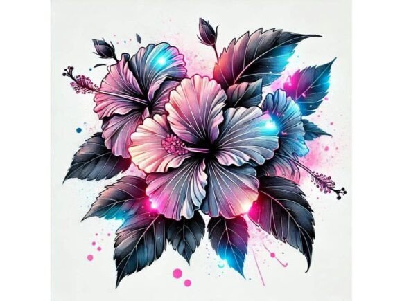 Download Hibiscus with Glowing Ink Highlights - Premium Bundle
